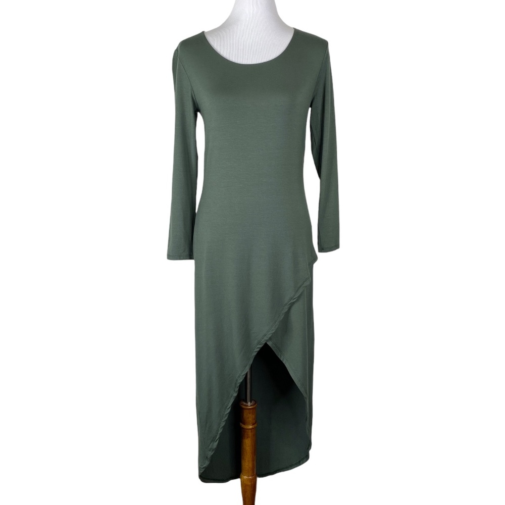 Benjamin Jay Layne Hi Low Zip Dress Olive Green L NWT